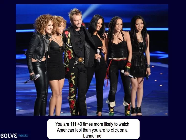 You are 111.40 times more likely to watch American Idol than you are to click on a banner ad.