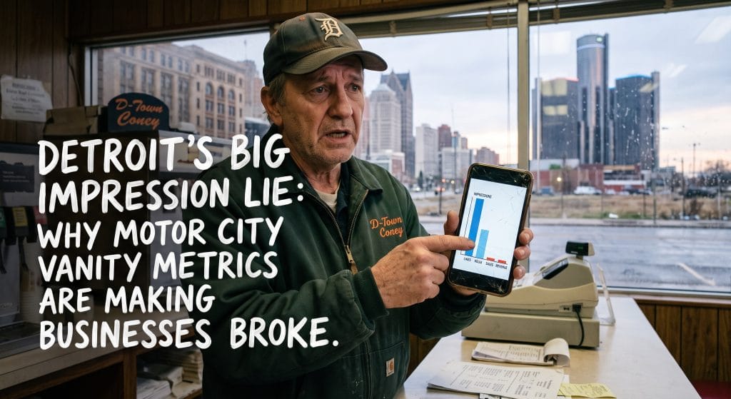 The Lie of Motor City Vanity Metrics (Michigan): Why high impressions are making Detroit businesses broke, and the real numbers to track.