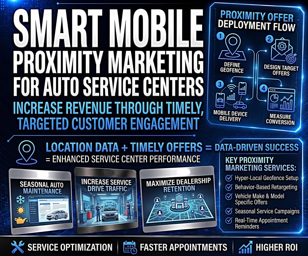 Mobile proximity marketing for dealership service centers and seasonal maintenance