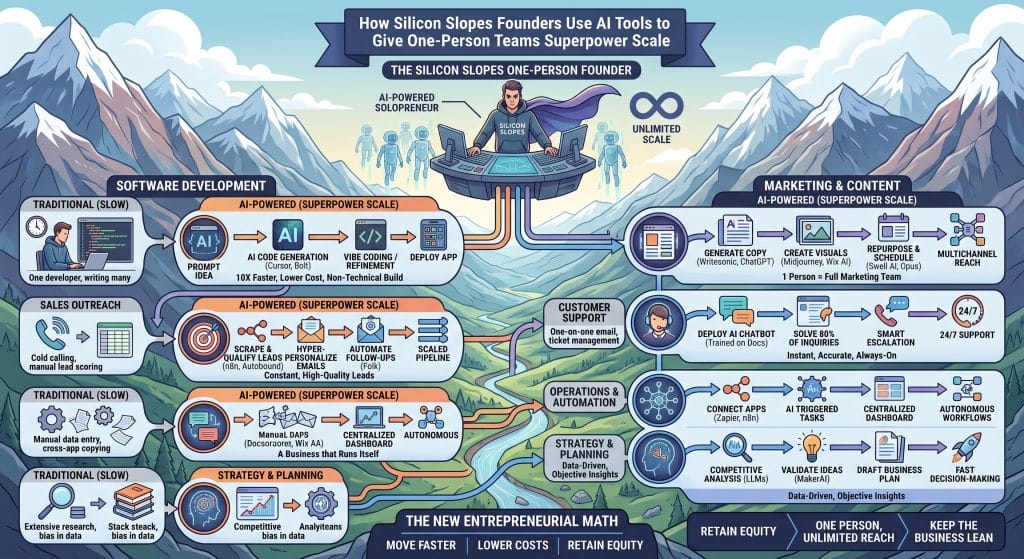 How Silicon Slopes founders use AI tools to give one-person teams superpower scale.