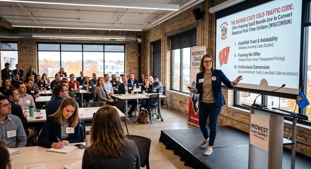 The Badger State Cold-Traffic Code (Wisconsin): The specific offer-framing Midwest SaaS brands use to convert skeptical first-time visitors.